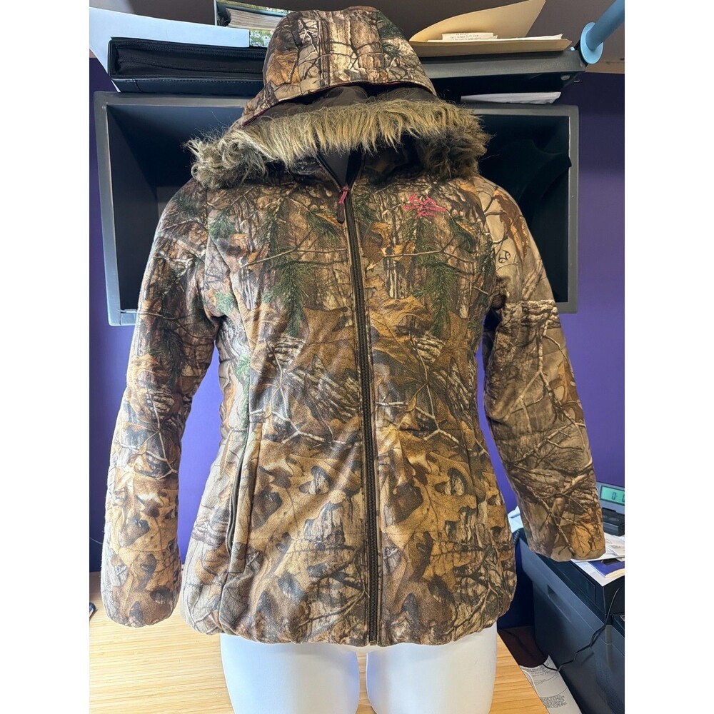 Realtree Xtra Camo Jacket Womens Medium Pink‎ Lined Hooded Coat